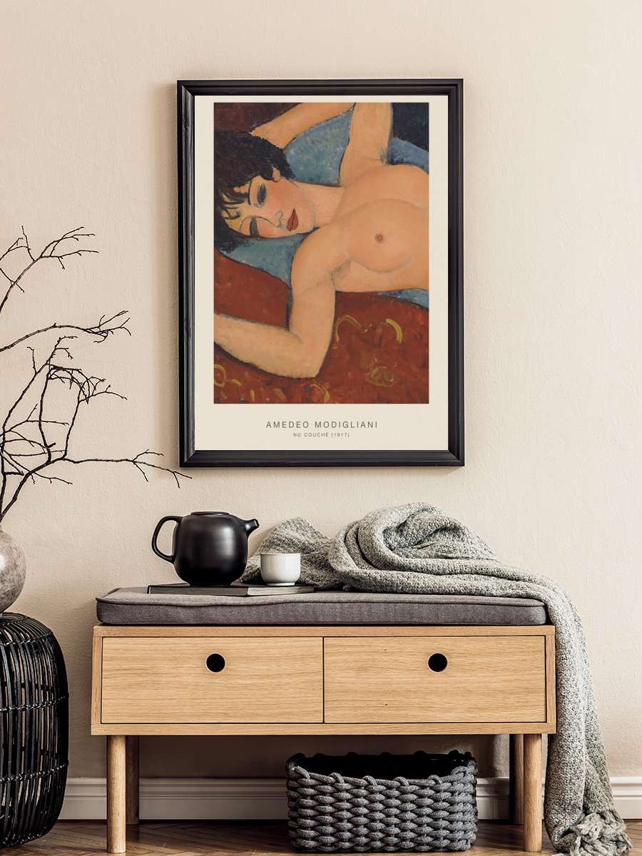 Nu Couché (Reclining Female… Female Nude with Exposed Breasts)… Sanatsal Modern Tablo Siyah Çerçeveli Poster Modern Duvar Tablo