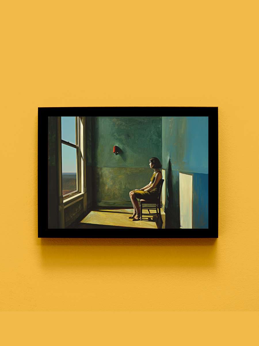 All alone in the style of… of Edward Hopper Sanatsal Modern Tablo Siyah Çerçeveli Poster Modern Duvar Tablo