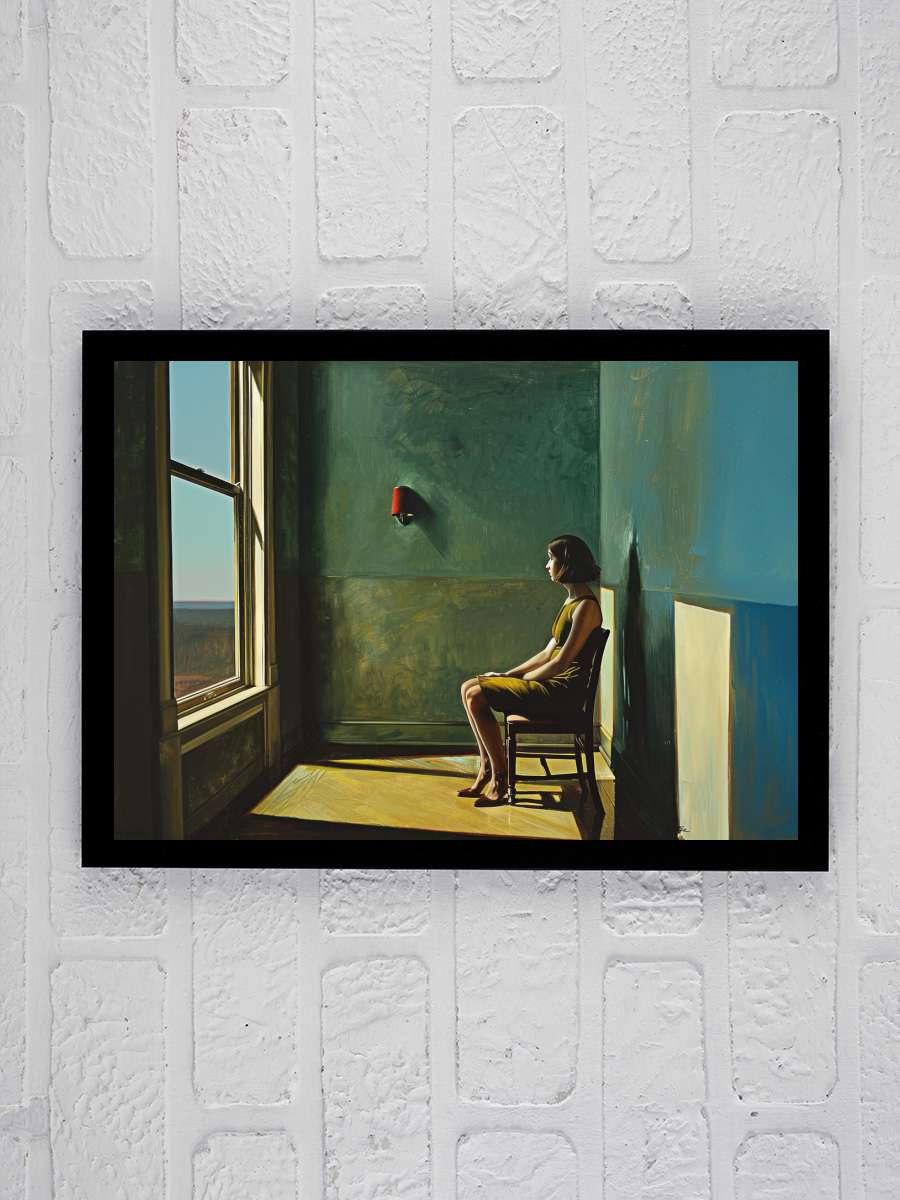 All alone in the style of… of Edward Hopper Sanatsal Modern Tablo Siyah Çerçeveli Poster Modern Duvar Tablo