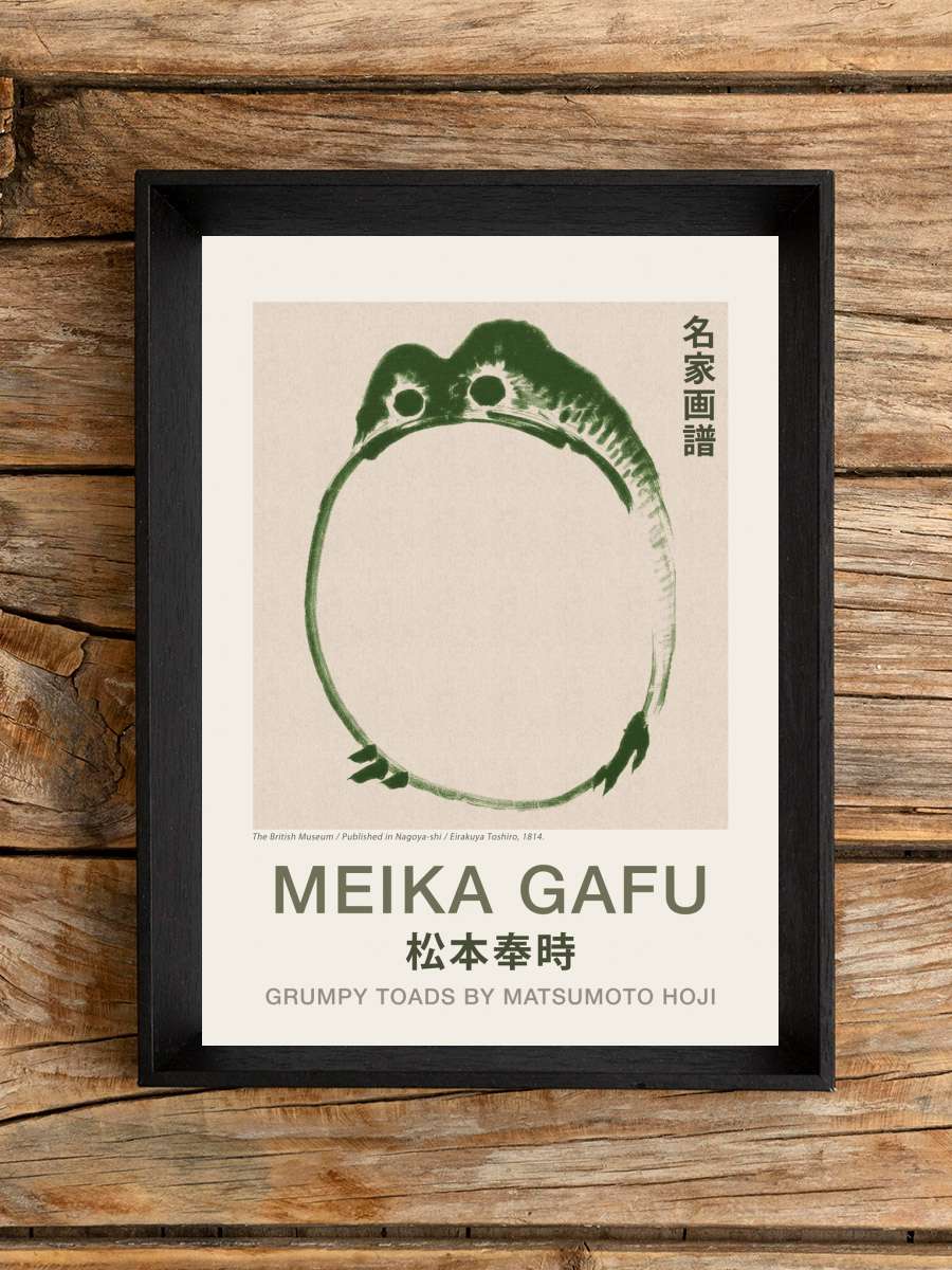 Japanese Grumpy Toad Sanatsal Modern Tablo Siyah Çerçeveli Poster Modern Duvar Tablo