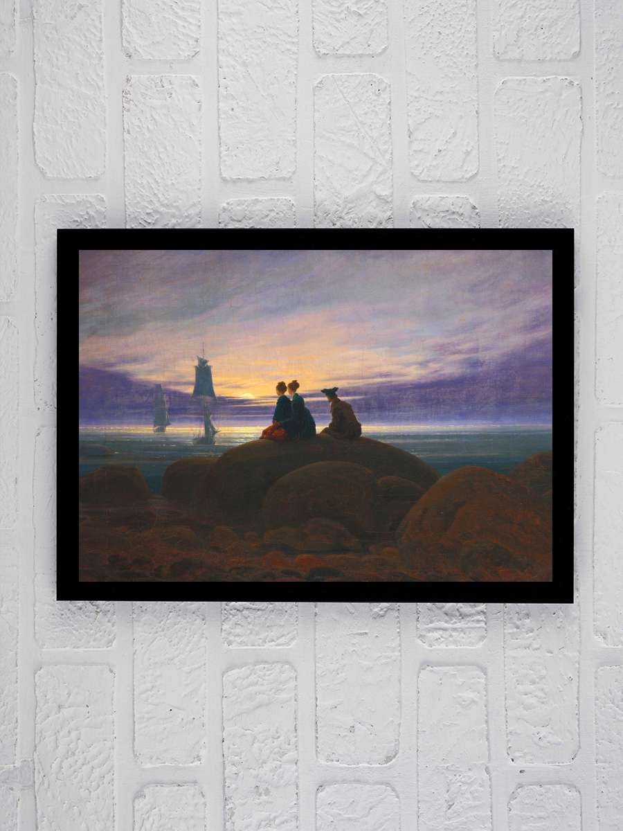 Moonrise over the Sea (Sunset /… / Moonlight Sunrise… Sanatsal Modern Tablo Siyah Çerçeveli Poster Modern Duvar Tablo