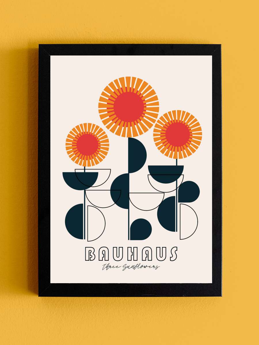 Three Sunflowers Sanatsal Modern Tablo Siyah Çerçeveli Poster Modern Duvar Tablo