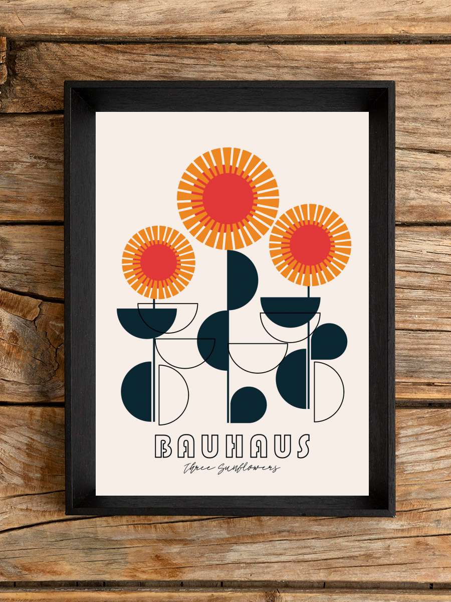 Three Sunflowers Sanatsal Modern Tablo Siyah Çerçeveli Poster Modern Duvar Tablo