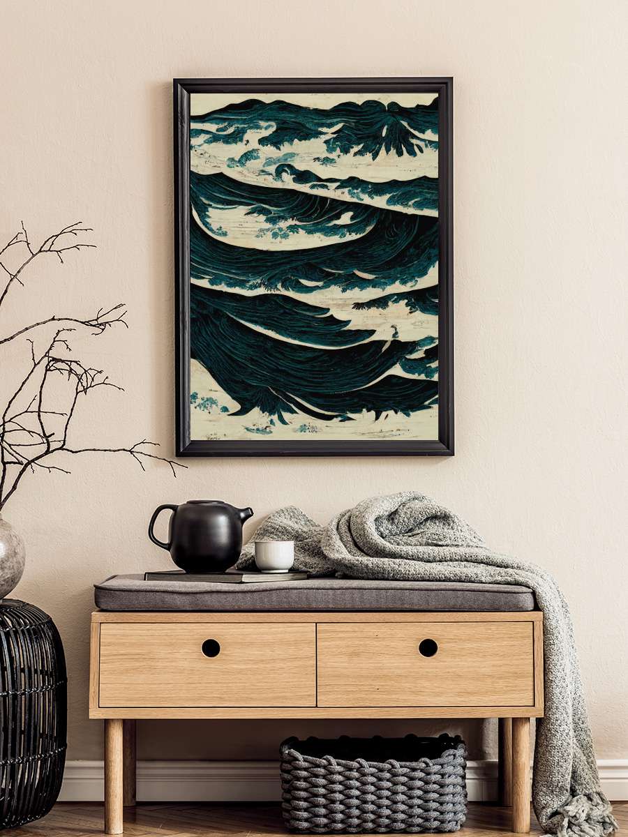 Wild Sea Sanatsal Modern Tablo Siyah Çerçeveli Poster Modern Duvar Tablo