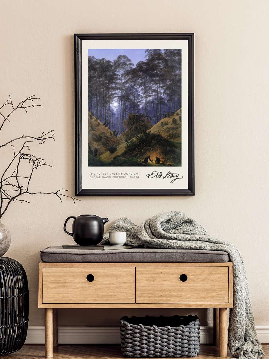 The Forest under Moonlight … (Vintage Fantasy Landscape)… Sanatsal Modern Tablo Siyah Çerçeveli Poster Modern Duvar Tablo