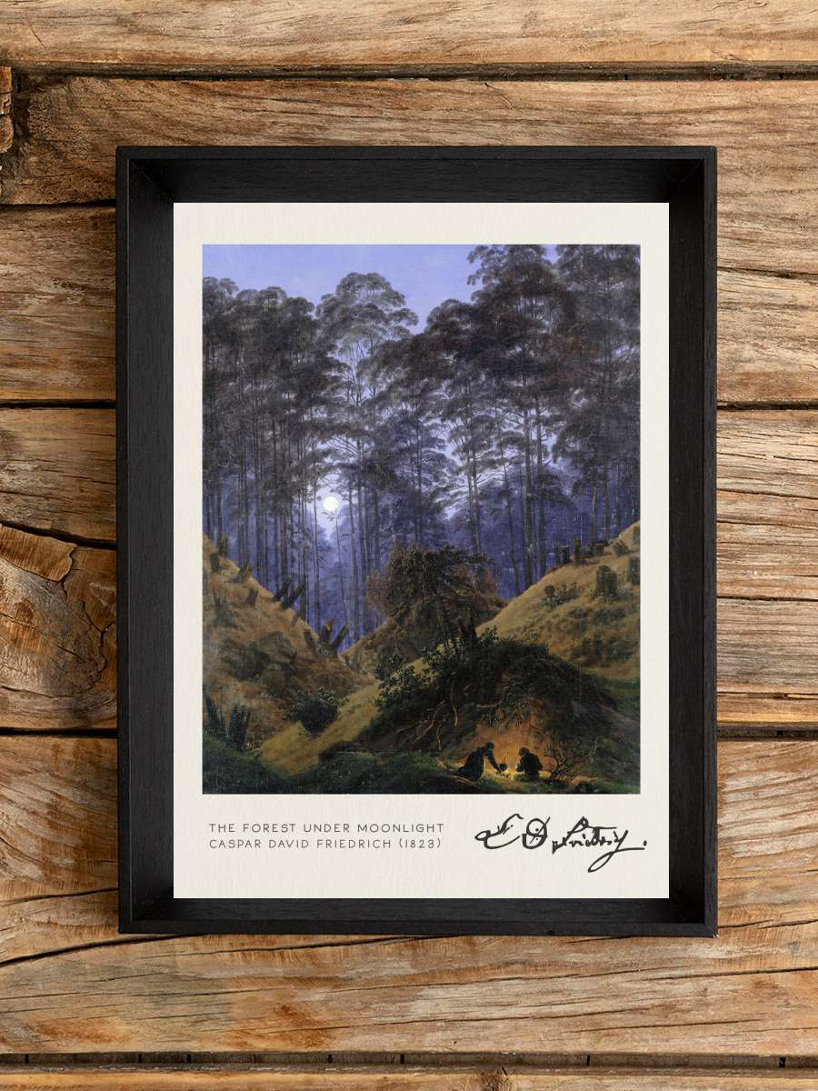 The Forest under Moonlight … (Vintage Fantasy Landscape)… Sanatsal Modern Tablo Siyah Çerçeveli Poster Modern Duvar Tablo