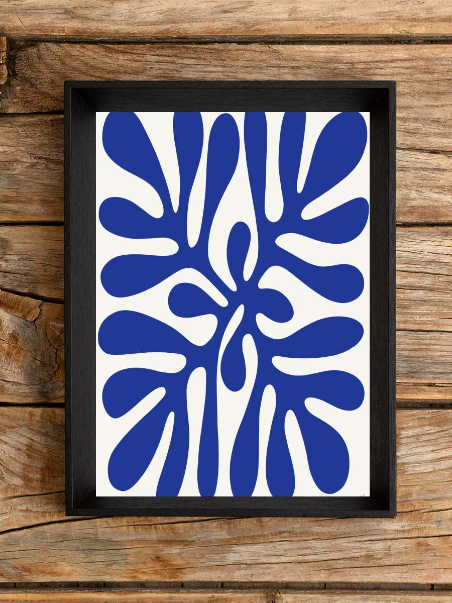 Blue leaf #2 Sanatsal Modern Tablo Siyah Çerçeveli Poster Modern Duvar Tablo