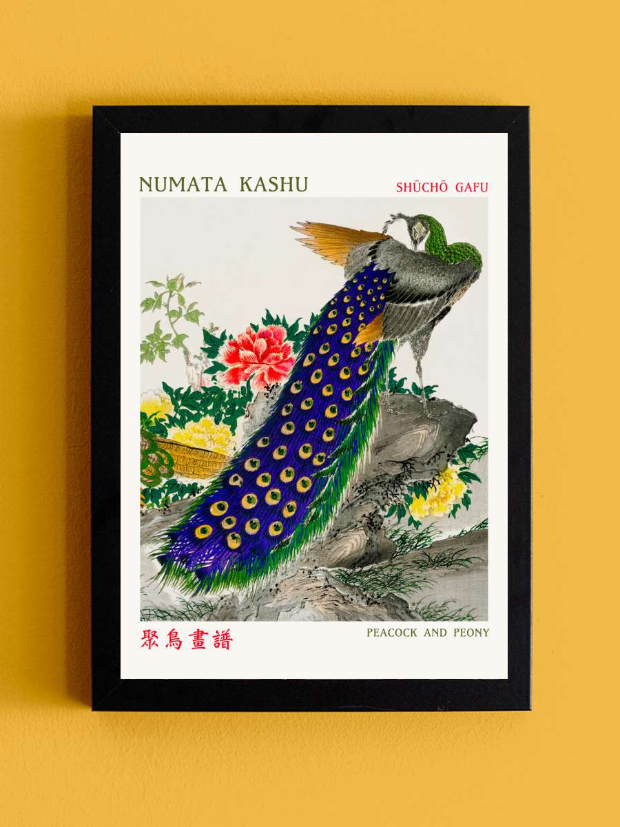 Peacock & Peony (Asian Birds) -… - Numata Kashu Sanatsal Modern Tablo Siyah Çerçeveli Poster Modern Duvar Tablo