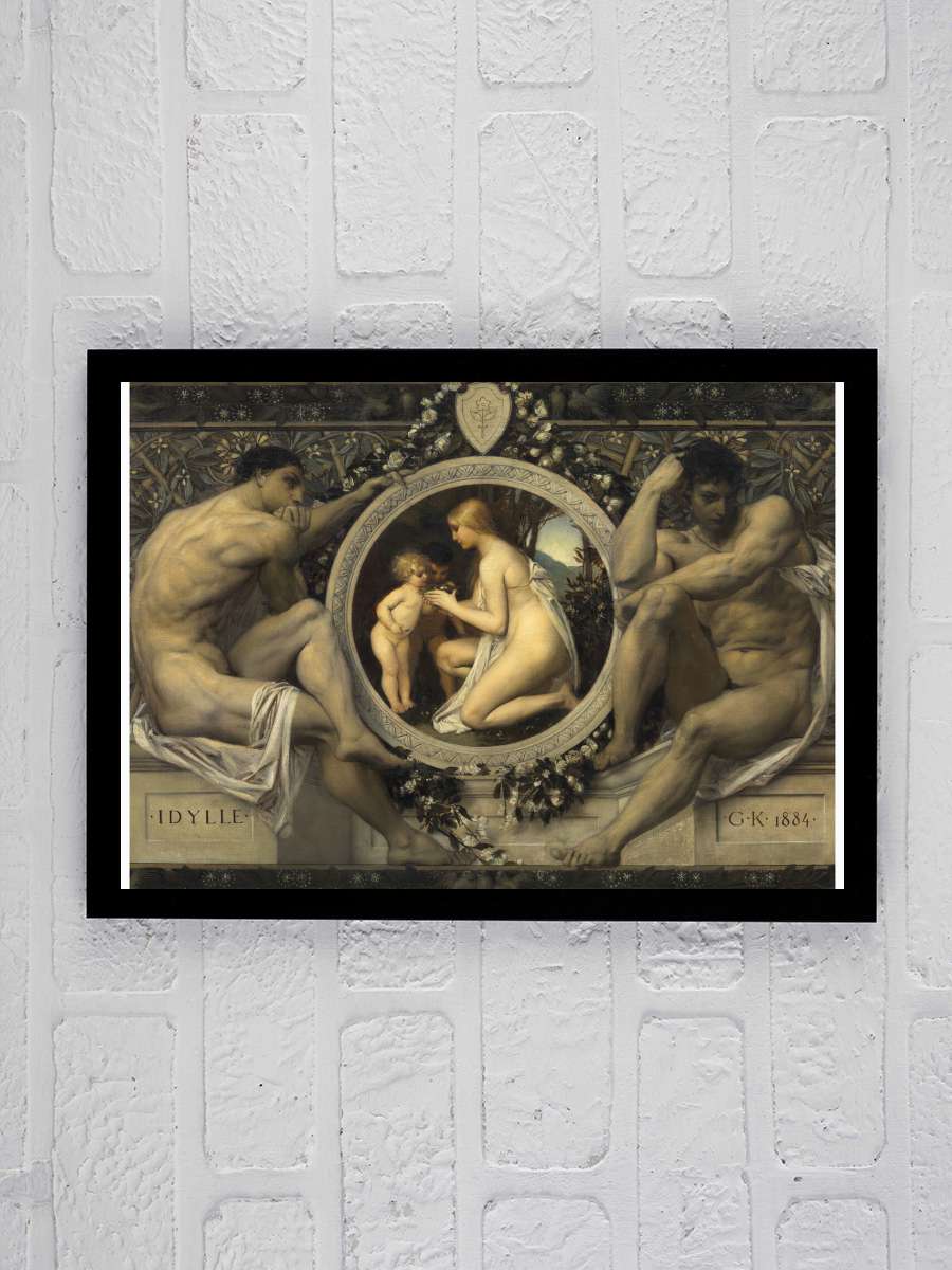 Idylle (Nude) - Gustav Klimt Sanatsal Modern Tablo Siyah Çerçeveli Poster Modern Duvar Tablo