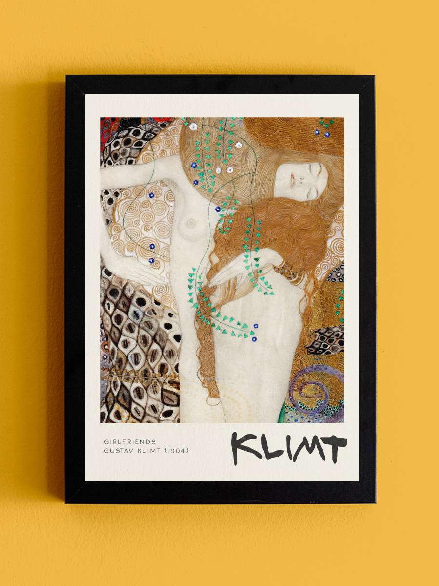 Girlfriends - Gustav Klimt Sanatsal Modern Tablo Siyah Çerçeveli Poster Modern Duvar Tablo