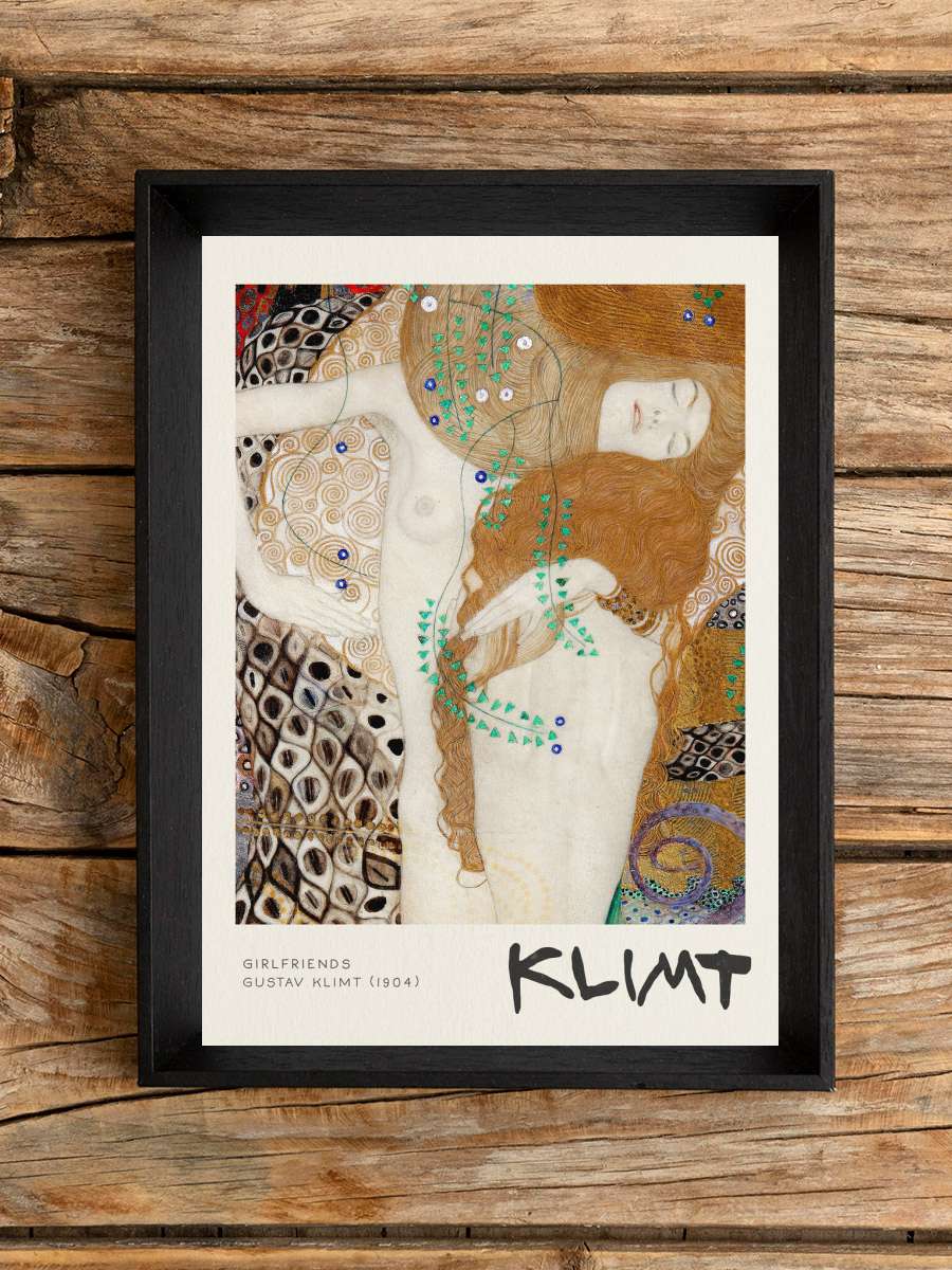 Girlfriends - Gustav Klimt Sanatsal Modern Tablo Siyah Çerçeveli Poster Modern Duvar Tablo