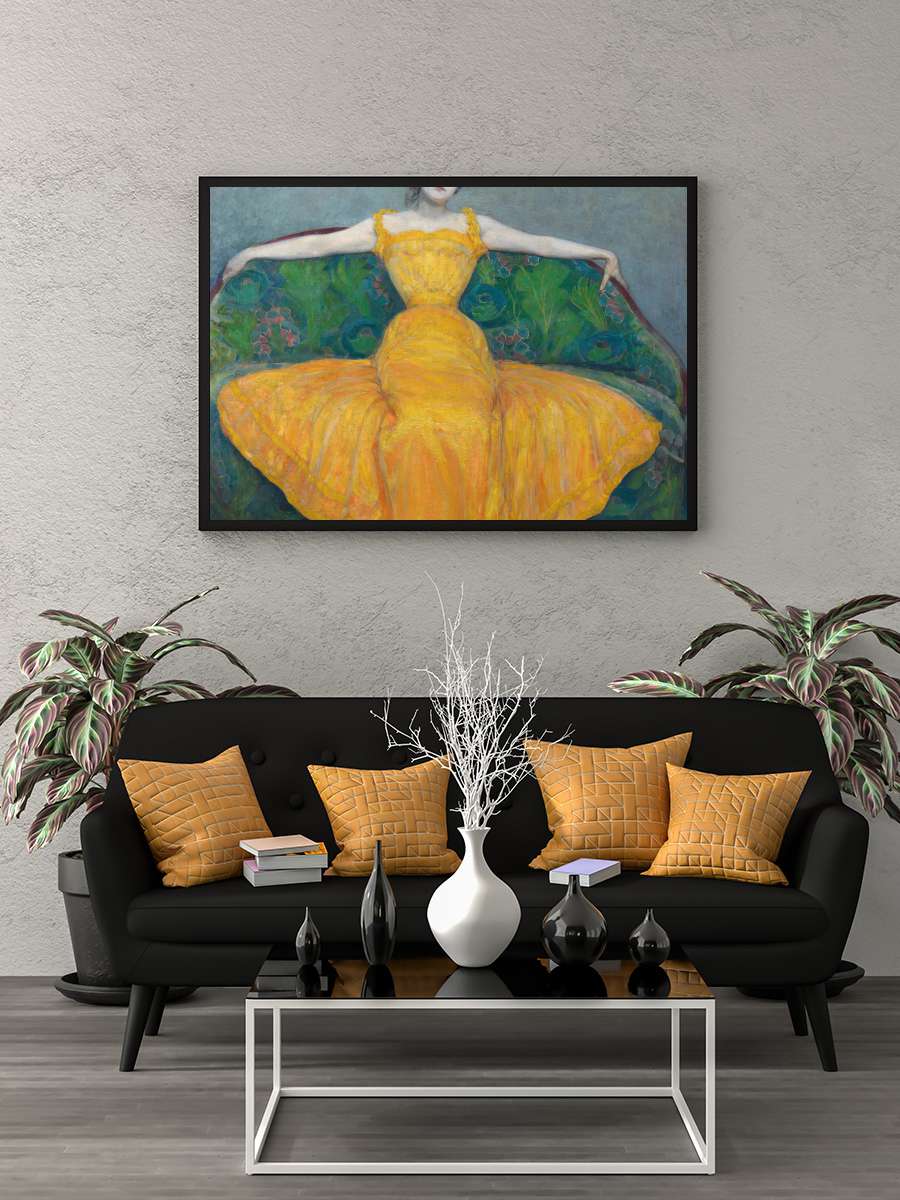 Woman in Golden Gown (Portrait… (Portrait of a Lady Yellow… Sanatsal Modern Tablo Siyah Çerçeveli Poster Modern Duvar Tablo