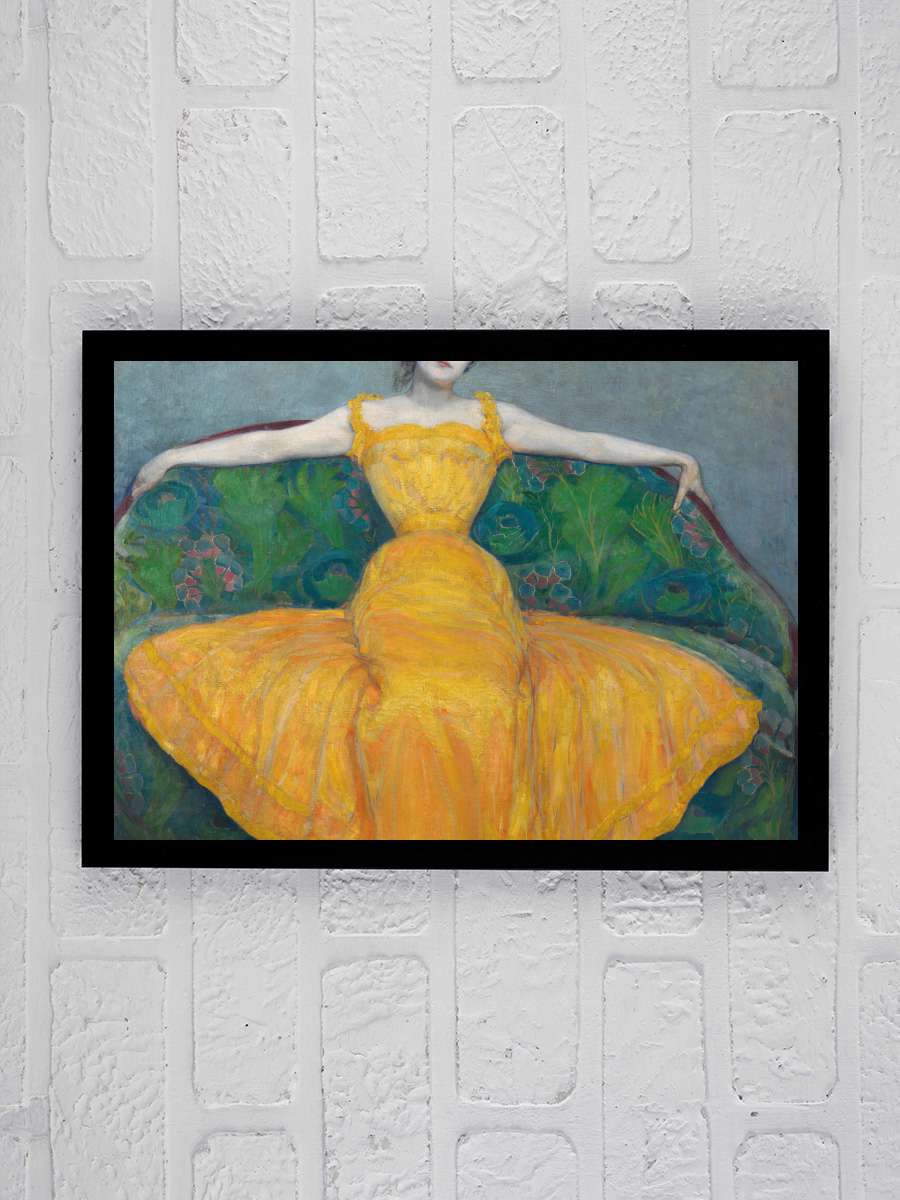 Woman in Golden Gown (Portrait… (Portrait of a Lady Yellow… Sanatsal Modern Tablo Siyah Çerçeveli Poster Modern Duvar Tablo