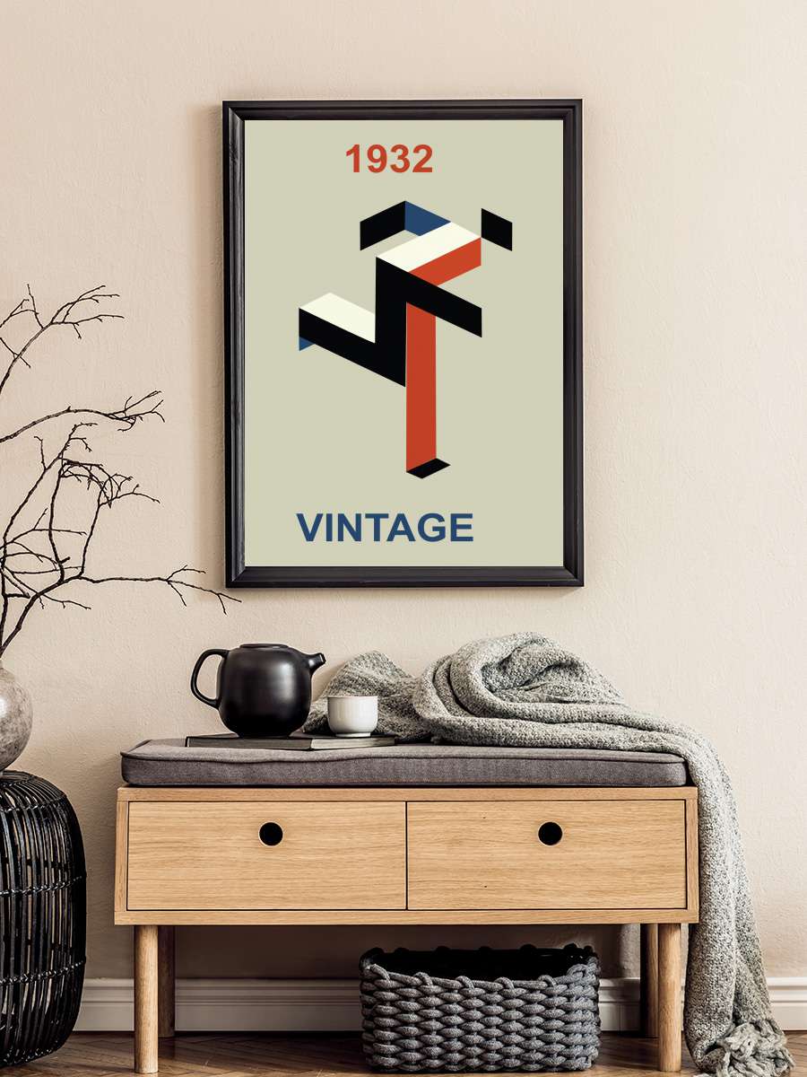 Bauhaus 1932 Vintage Sanatsal Modern Tablo Siyah Çerçeveli Poster Modern Duvar Tablo