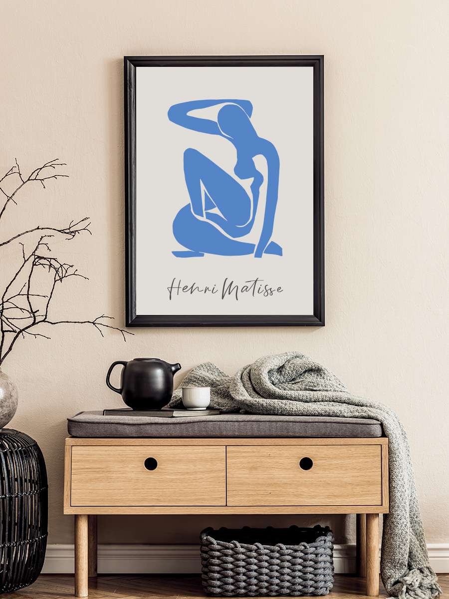 Light Blue Lady Sanatsal Modern Tablo Siyah Çerçeveli Poster Modern Duvar Tablo