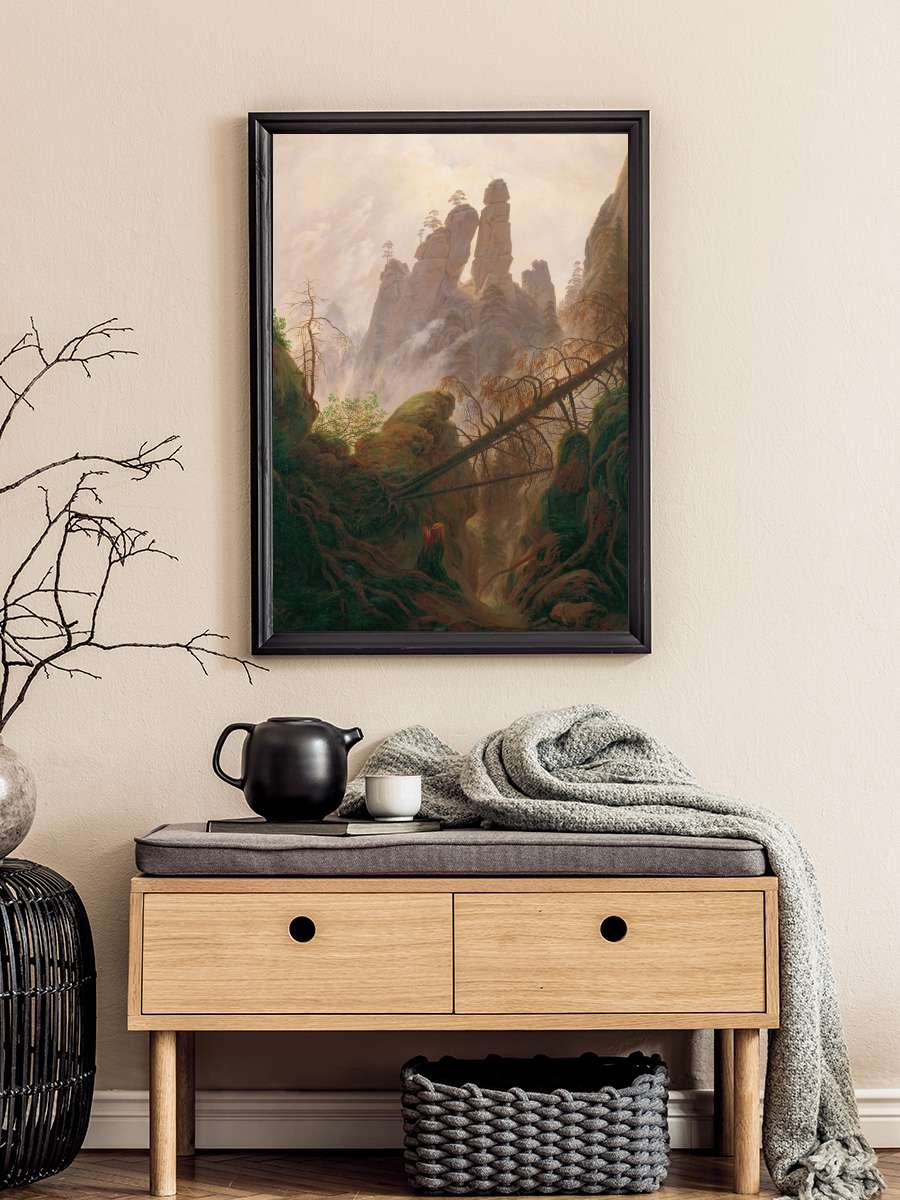 Rocky landscape in the Elbe… Elbe Sandstone Mountains … Sanatsal Modern Tablo Siyah Çerçeveli Poster Modern Duvar Tablo