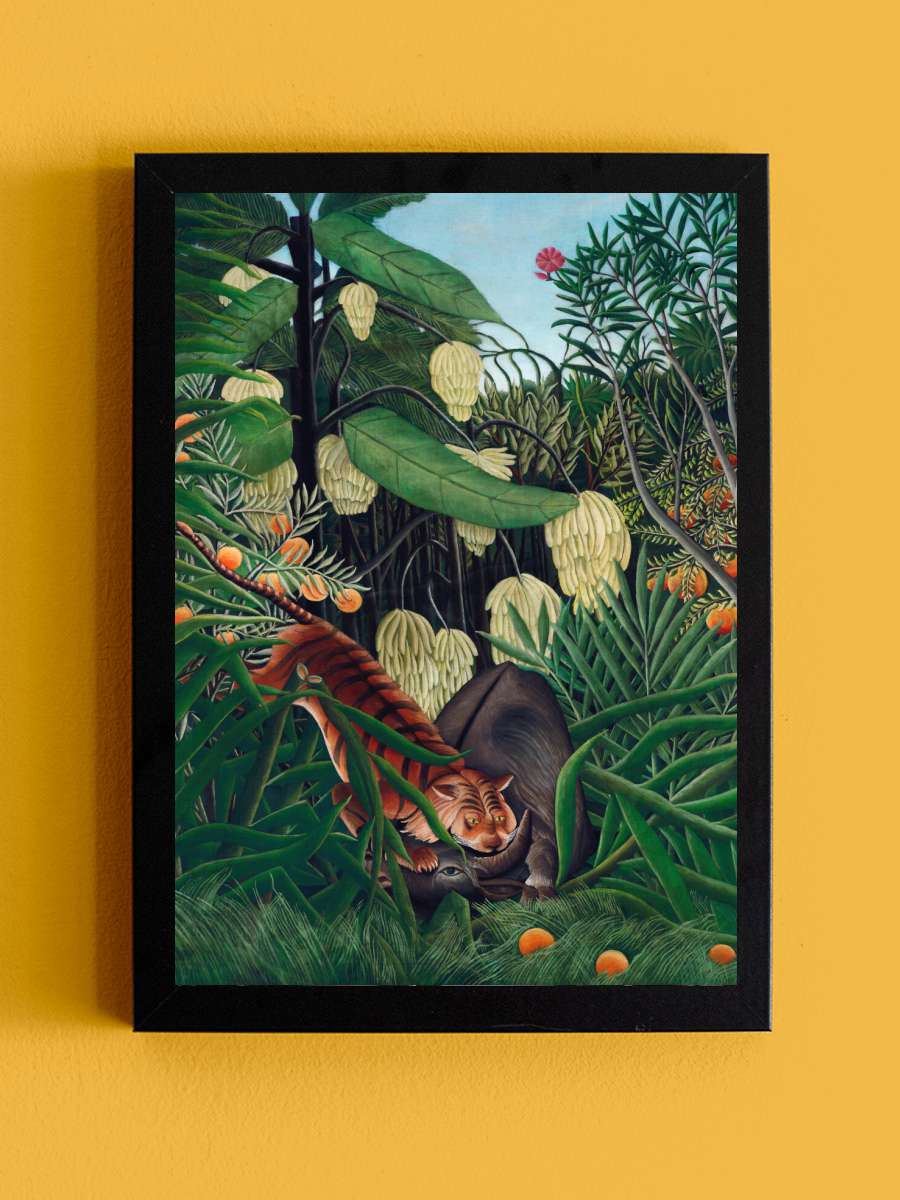 The Tiger & Buffalo - Henri… Henri Rousseau Sanatsal Modern Tablo Siyah Çerçeveli Poster Modern Duvar Tablo