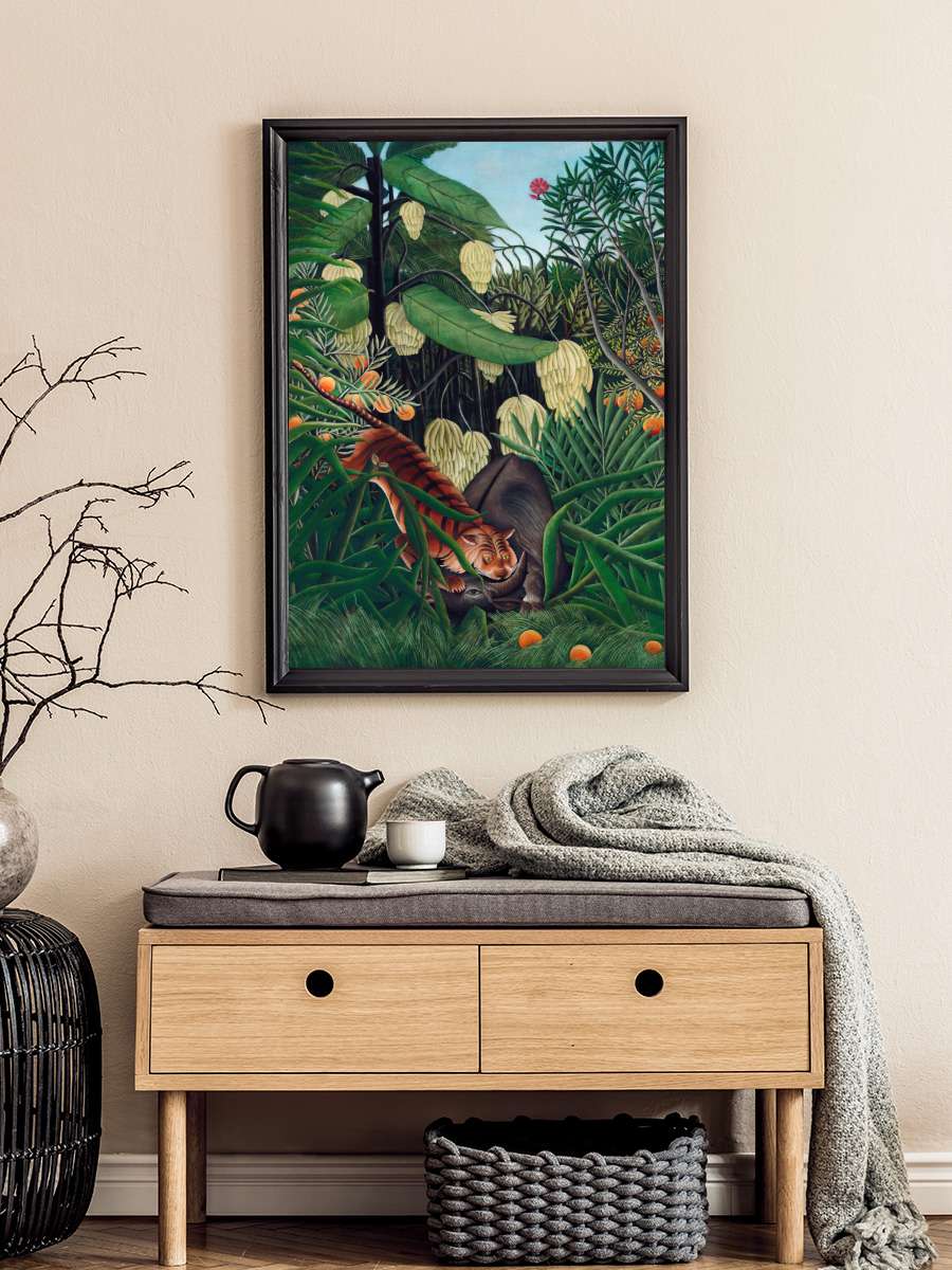 The Tiger & Buffalo - Henri… Henri Rousseau Sanatsal Modern Tablo Siyah Çerçeveli Poster Modern Duvar Tablo