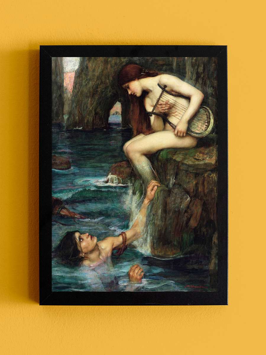 The Siren (Vintage Mermaid) -… - John William Waterhouse Sanatsal Modern Tablo Siyah Çerçeveli Poster Modern Duvar Tablo