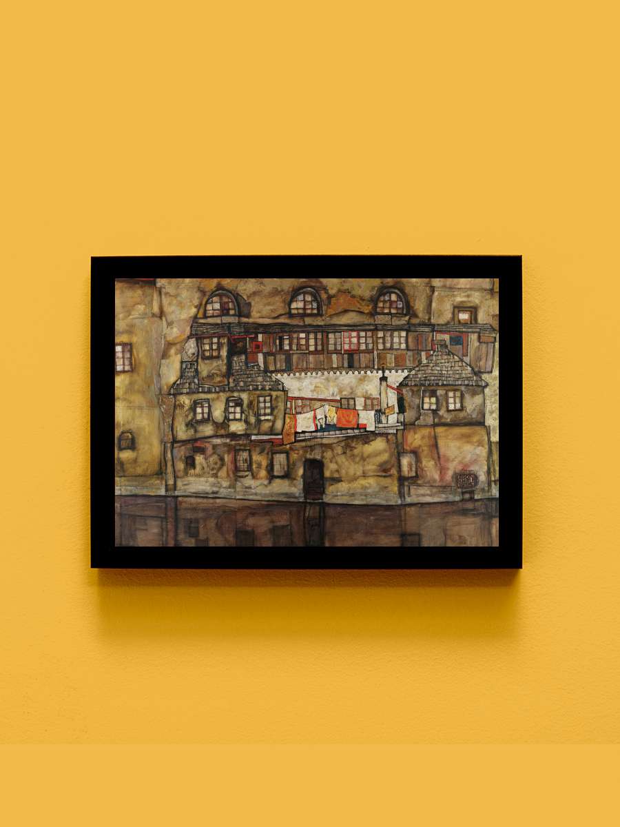 The House on the River Wall … (Vintage Cityscape) - Egon… Sanatsal Modern Tablo Siyah Çerçeveli Poster Modern Duvar Tablo