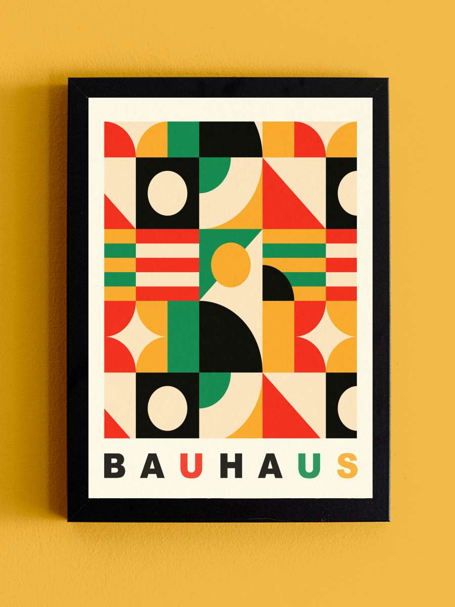 Original Bauhaus (No.4) in Red … & Green Sanatsal Modern Tablo Siyah Çerçeveli Poster Modern Duvar Tablo