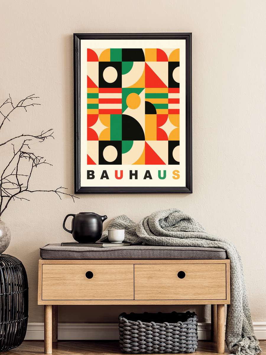 Original Bauhaus (No.4) in Red … & Green Sanatsal Modern Tablo Siyah Çerçeveli Poster Modern Duvar Tablo