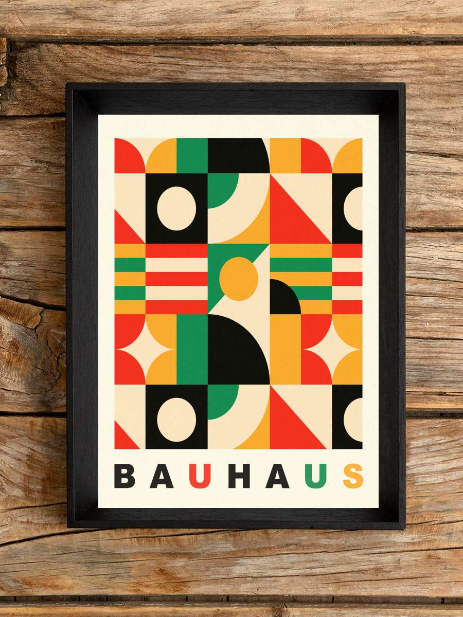 Original Bauhaus (No.4) in Red … & Green Sanatsal Modern Tablo Siyah Çerçeveli Poster Modern Duvar Tablo