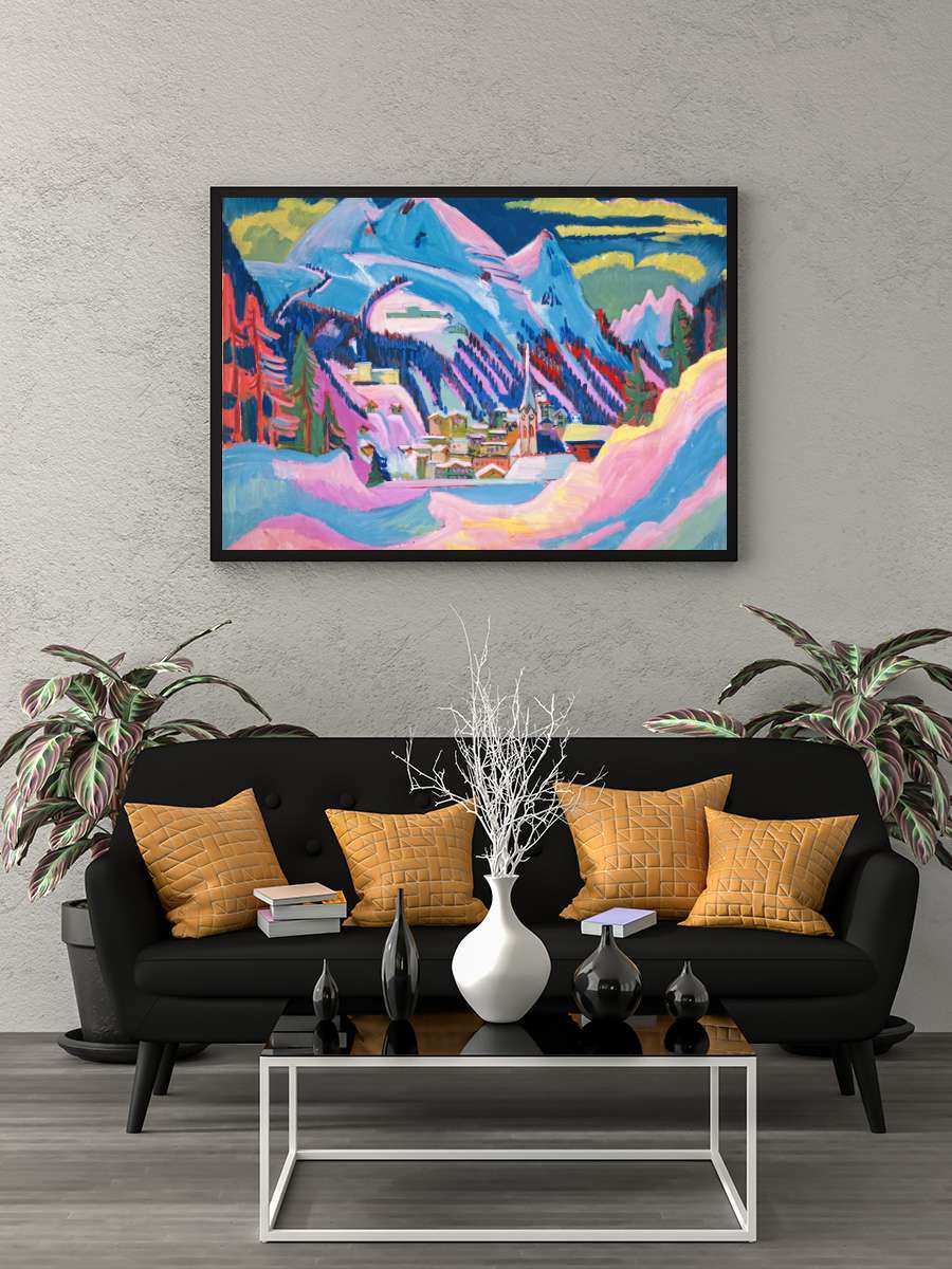 Davos in the Winter Snow … (Pastel Landscape) - Ernst… Sanatsal Modern Tablo Siyah Çerçeveli Poster Modern Duvar Tablo