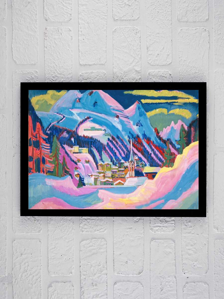 Davos in the Winter Snow … (Pastel Landscape) - Ernst… Sanatsal Modern Tablo Siyah Çerçeveli Poster Modern Duvar Tablo