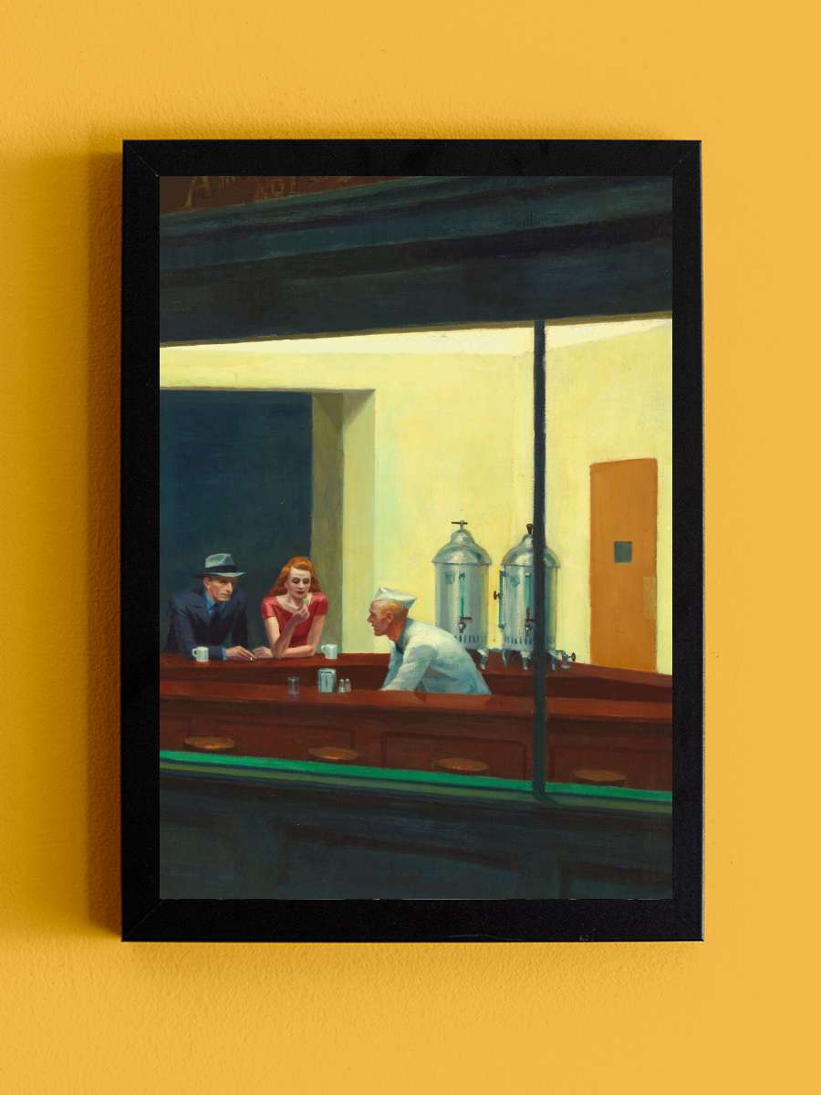 Nighthawks Sanatsal Modern Tablo Siyah Çerçeveli Poster Modern Duvar Tablo