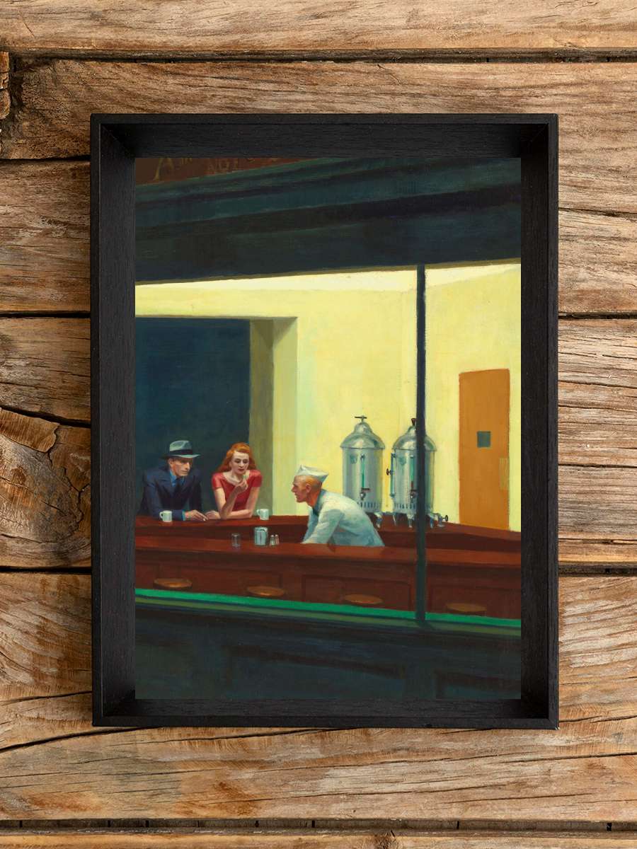 Nighthawks Sanatsal Modern Tablo Siyah Çerçeveli Poster Modern Duvar Tablo