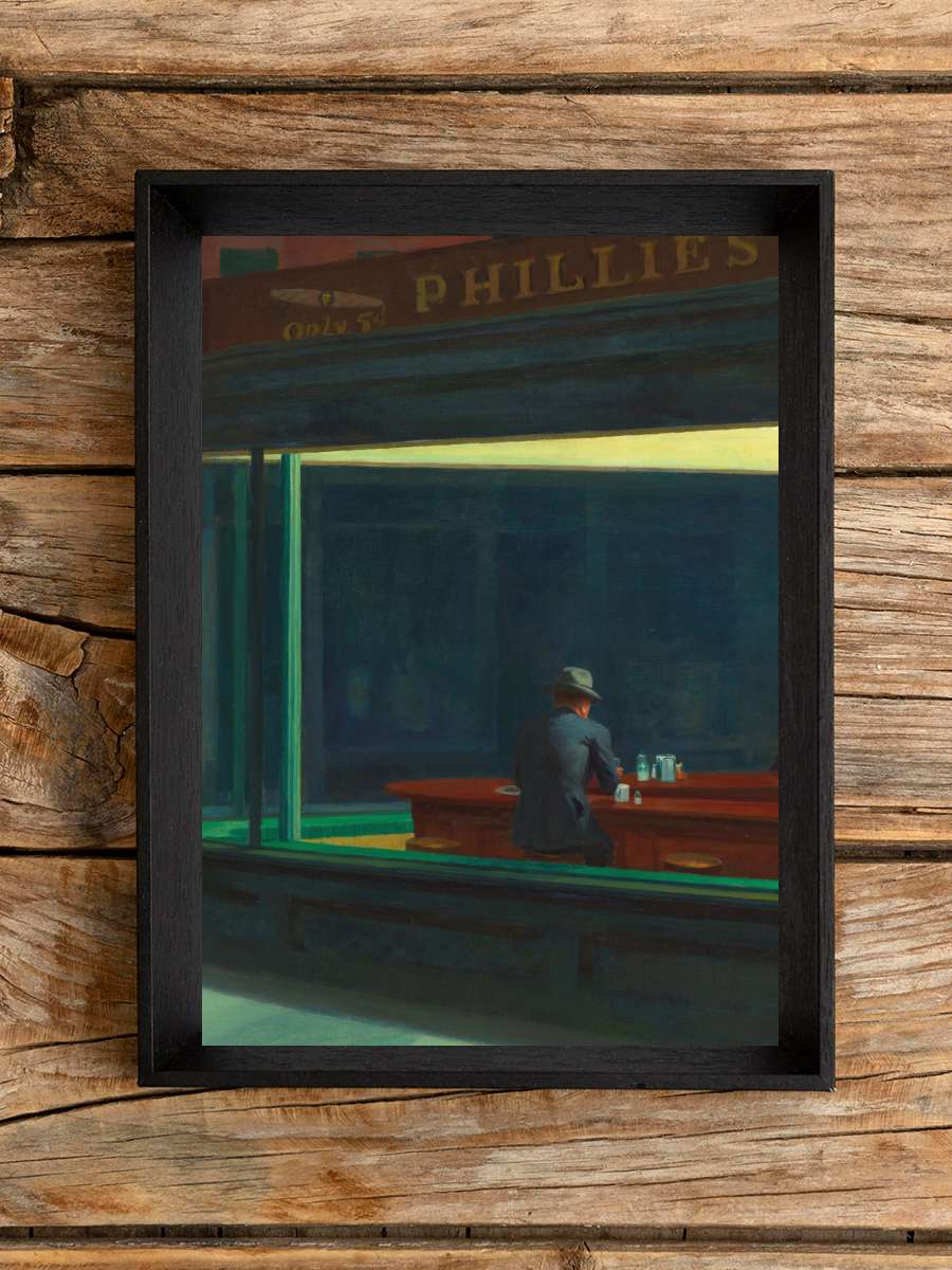 Nighthawks Sanatsal Modern Tablo Siyah Çerçeveli Poster Modern Duvar Tablo