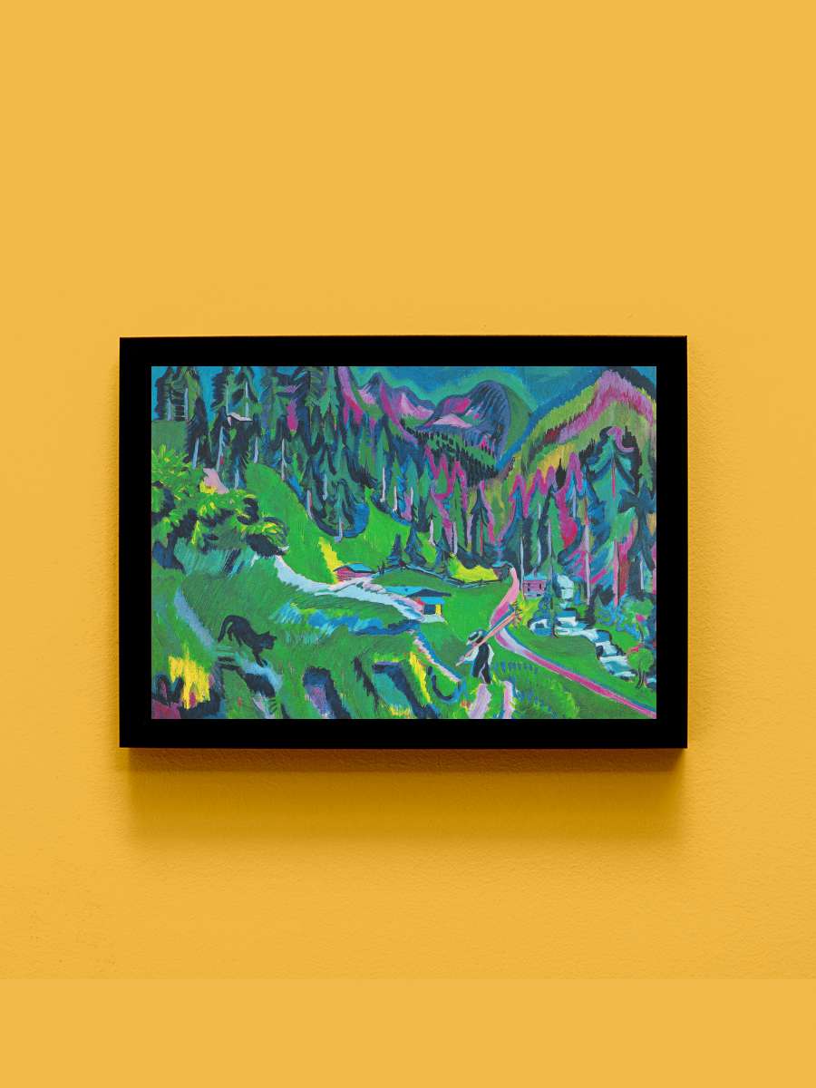 Black Cat in a Mountain… Mountain Landscape (Bright Trees and… Sanatsal Modern Tablo Siyah Çerçeveli Poster Modern Duvar Tablo