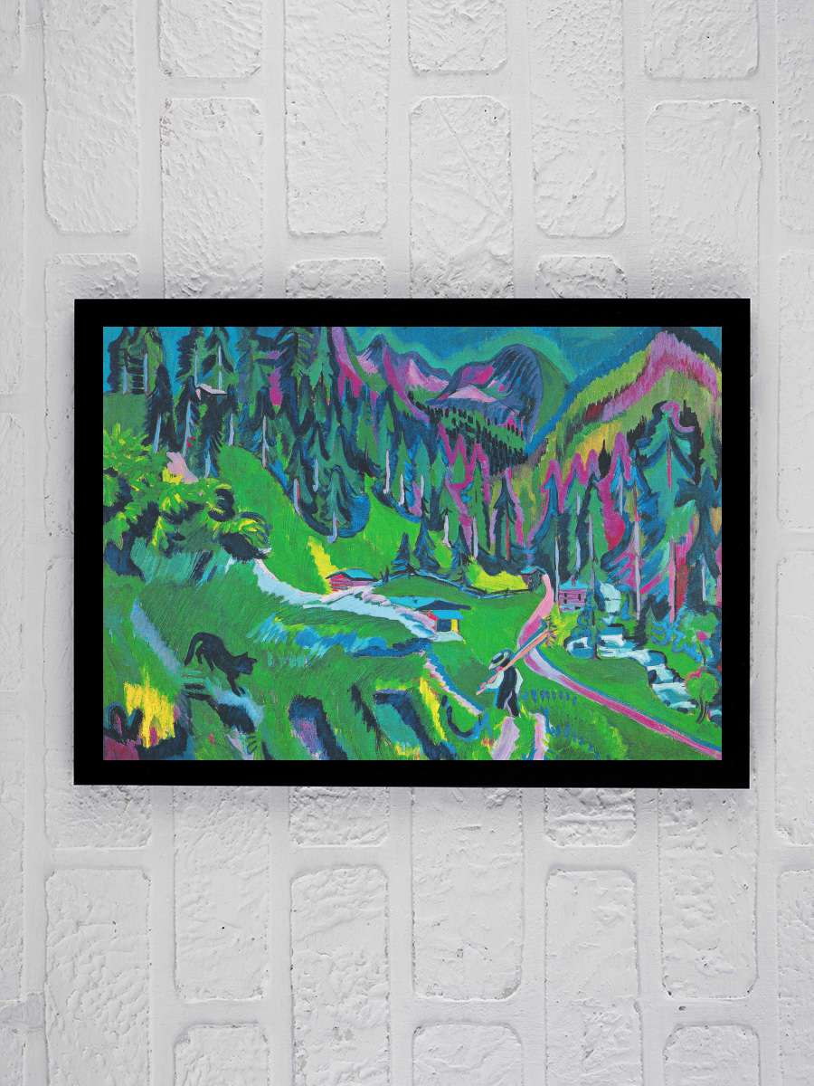 Black Cat in a Mountain… Mountain Landscape (Bright Trees and… Sanatsal Modern Tablo Siyah Çerçeveli Poster Modern Duvar Tablo