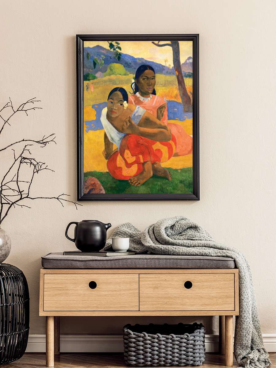 Two Tahitian Women, When will… will you marry (Vintage… Sanatsal Modern Tablo Siyah Çerçeveli Poster Modern Duvar Tablo