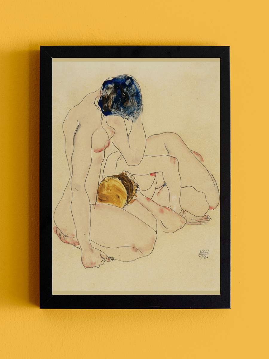 Two Friends (Female Nude) -… - Egon Schiele Sanatsal Modern Tablo Siyah Çerçeveli Poster Modern Duvar Tablo