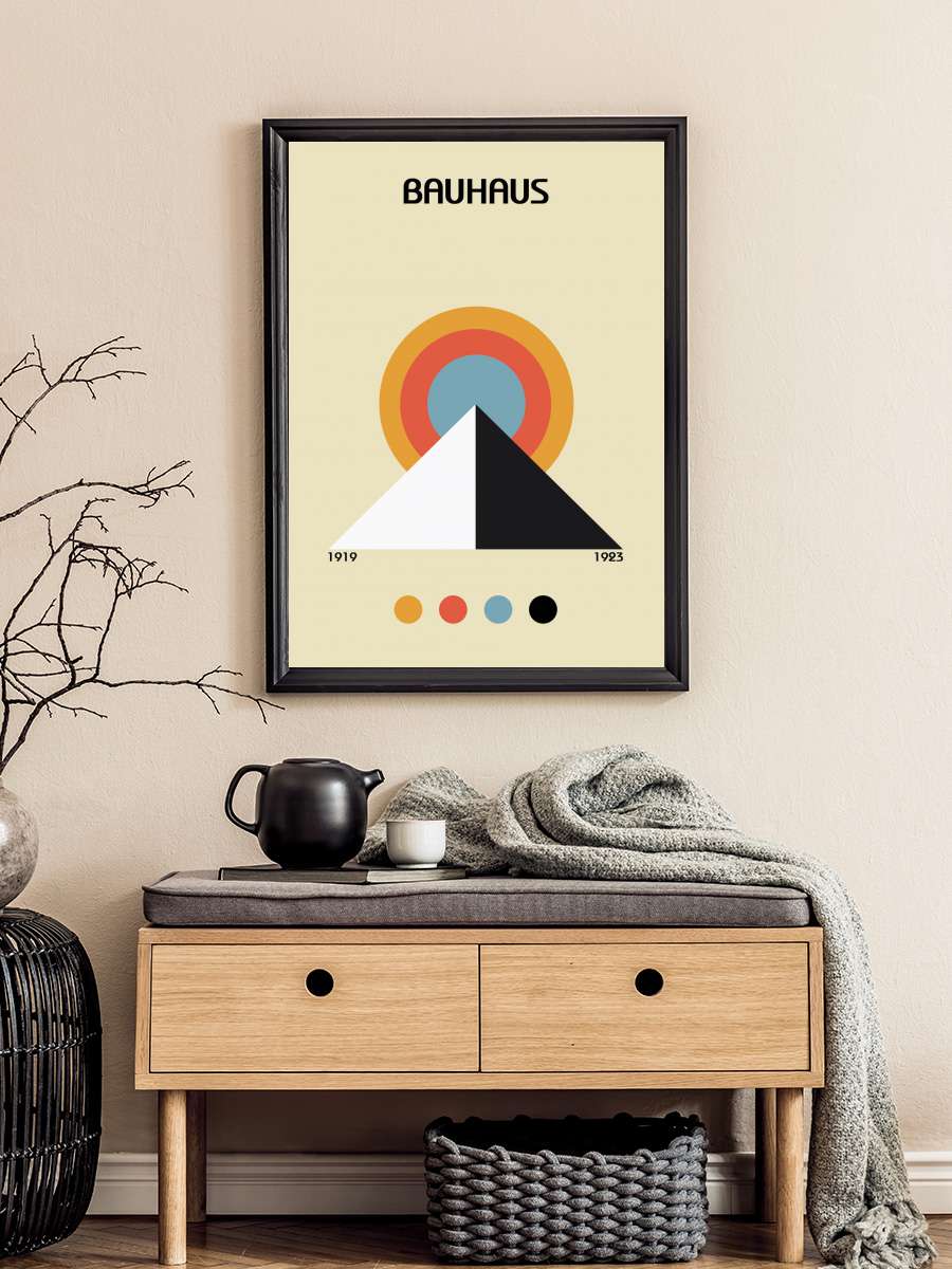 Bauhaus Pyramid Sanatsal Modern Tablo Siyah Çerçeveli Poster Modern Duvar Tablo