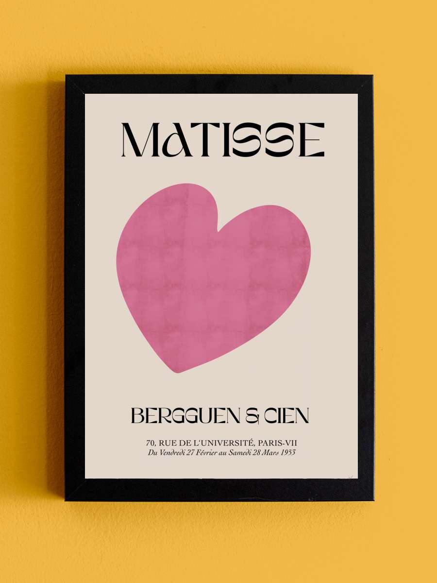 Pink Heart Sanatsal Modern Tablo Siyah Çerçeveli Poster Modern Duvar Tablo