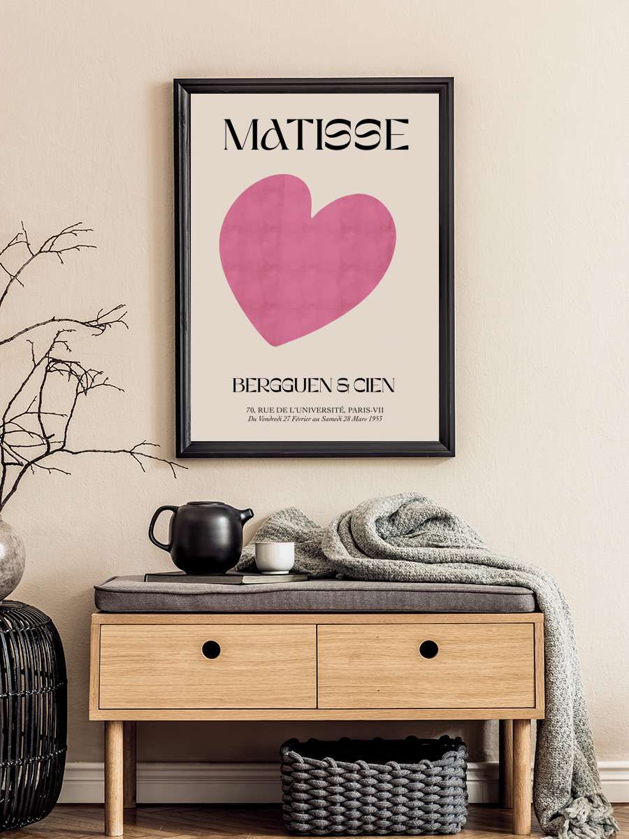 Pink Heart Sanatsal Modern Tablo Siyah Çerçeveli Poster Modern Duvar Tablo