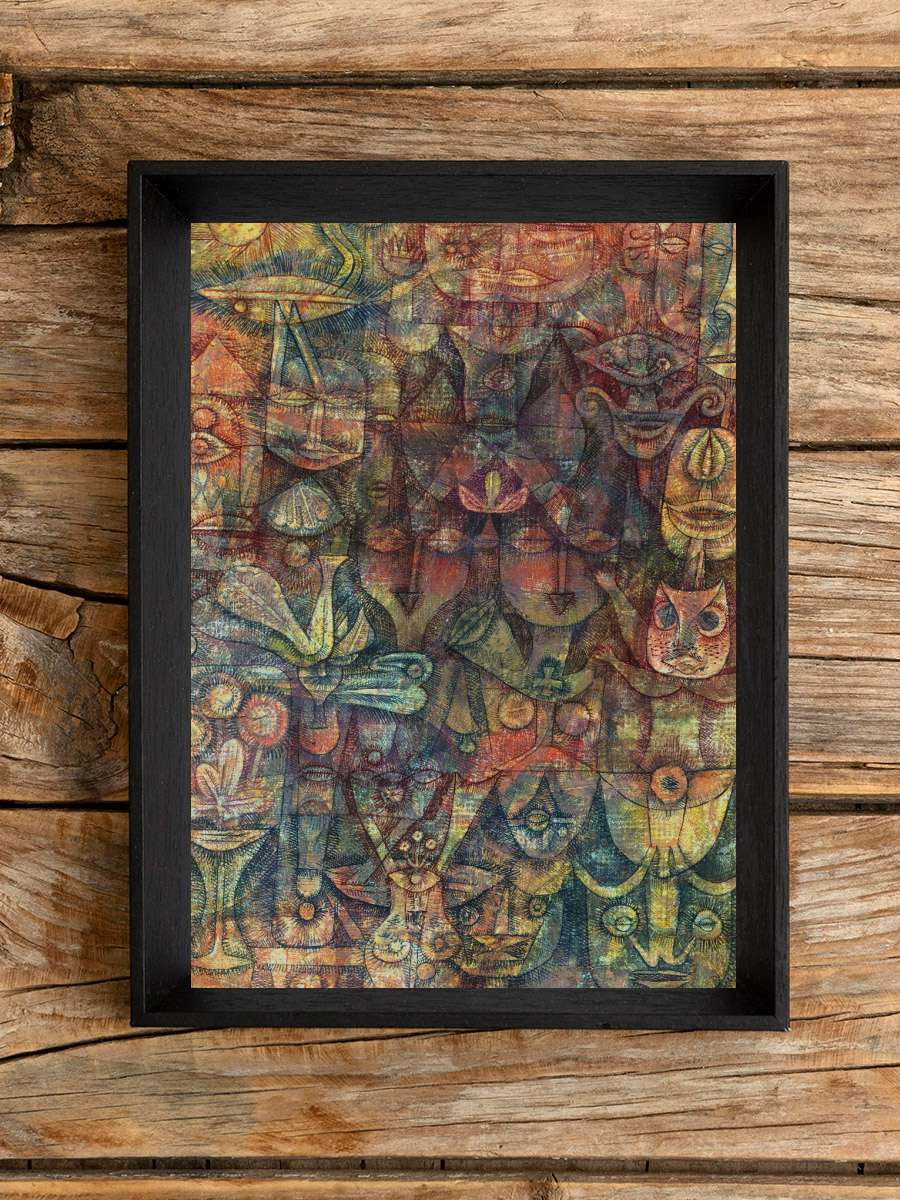 Strange Garden - Paul Klee Sanatsal Modern Tablo Siyah Çerçeveli Poster Modern Duvar Tablo