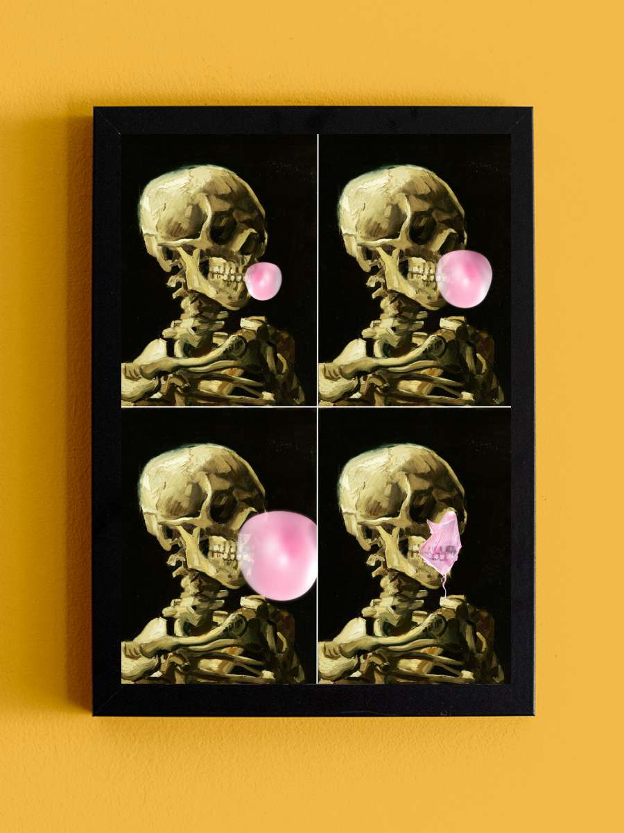 Skull Gum Explosion Sanatsal Modern Tablo Siyah Çerçeveli Poster Modern Duvar Tablo