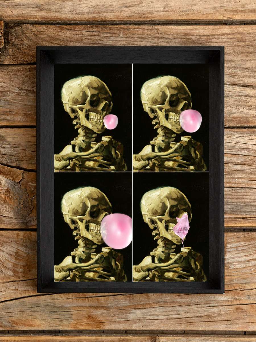 Skull Gum Explosion Sanatsal Modern Tablo Siyah Çerçeveli Poster Modern Duvar Tablo