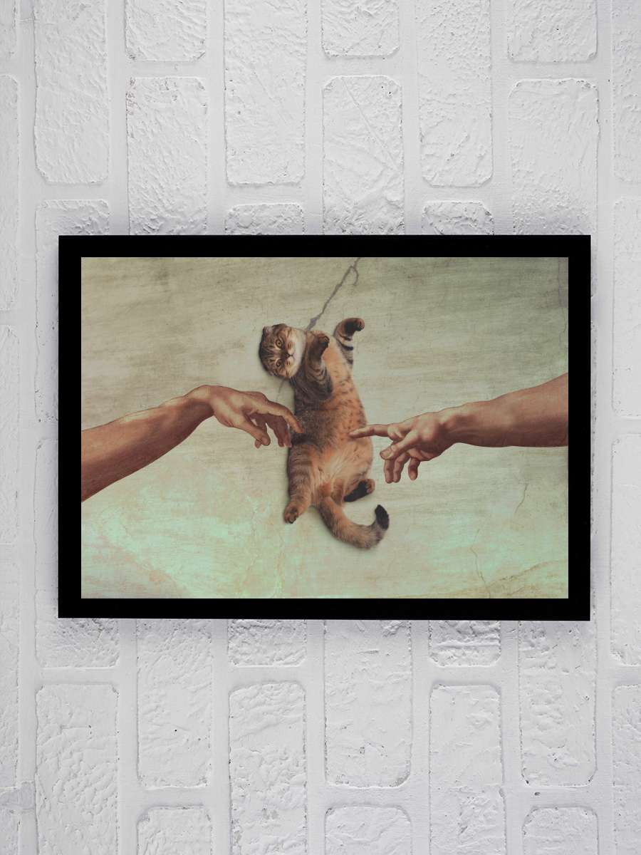 Touch of the Kitty Sanatsal Modern Tablo Siyah Çerçeveli Poster Modern Duvar Tablo