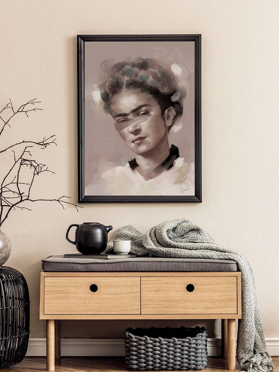 Frida Sanatsal Modern Tablo Siyah Çerçeveli Poster Modern Duvar Tablo