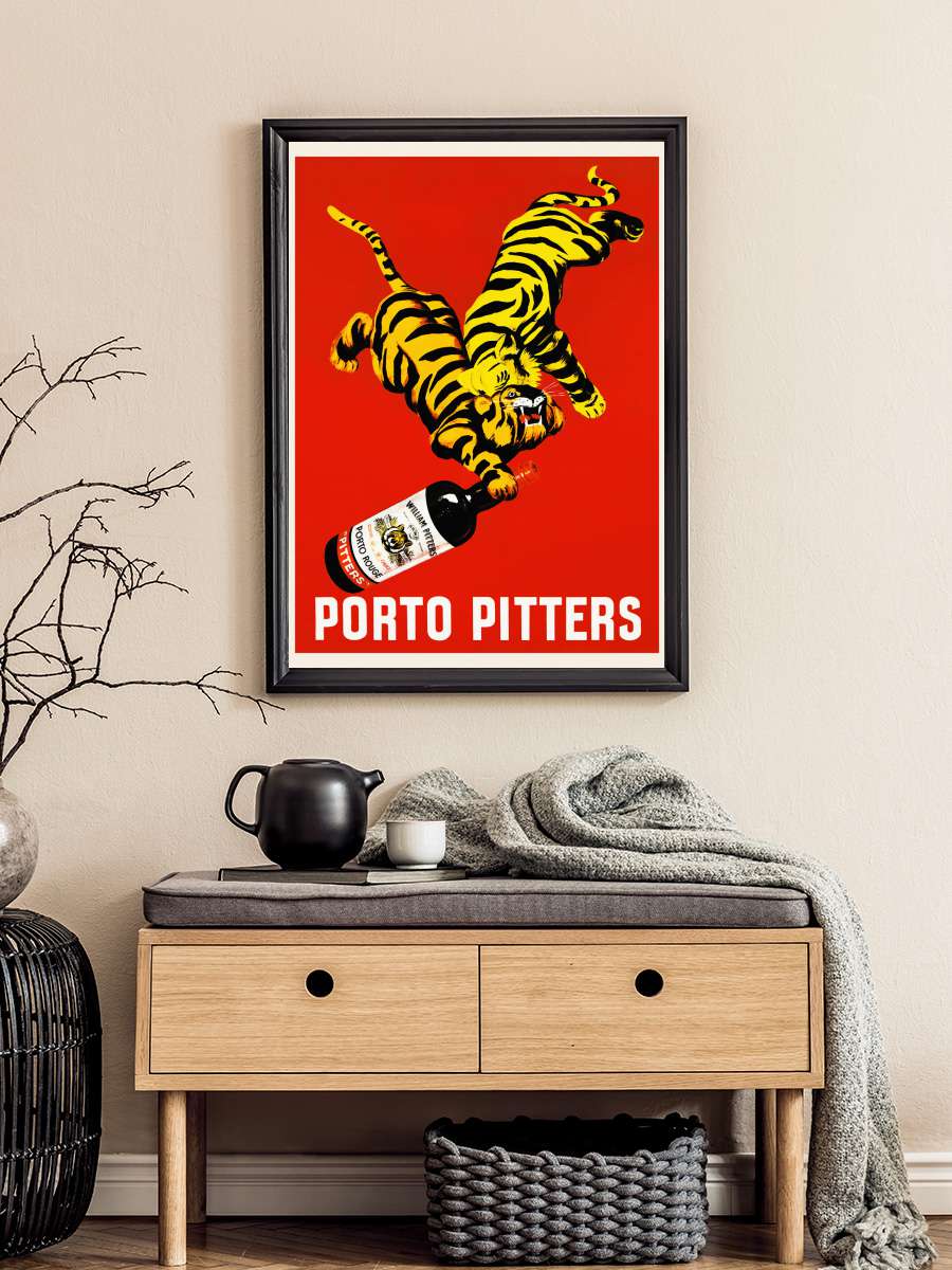 Porto Pitters (Tigers & Port… Port Red Wine) - Leonetto… Sanatsal Modern Tablo Siyah Çerçeveli Poster Modern Duvar Tablo