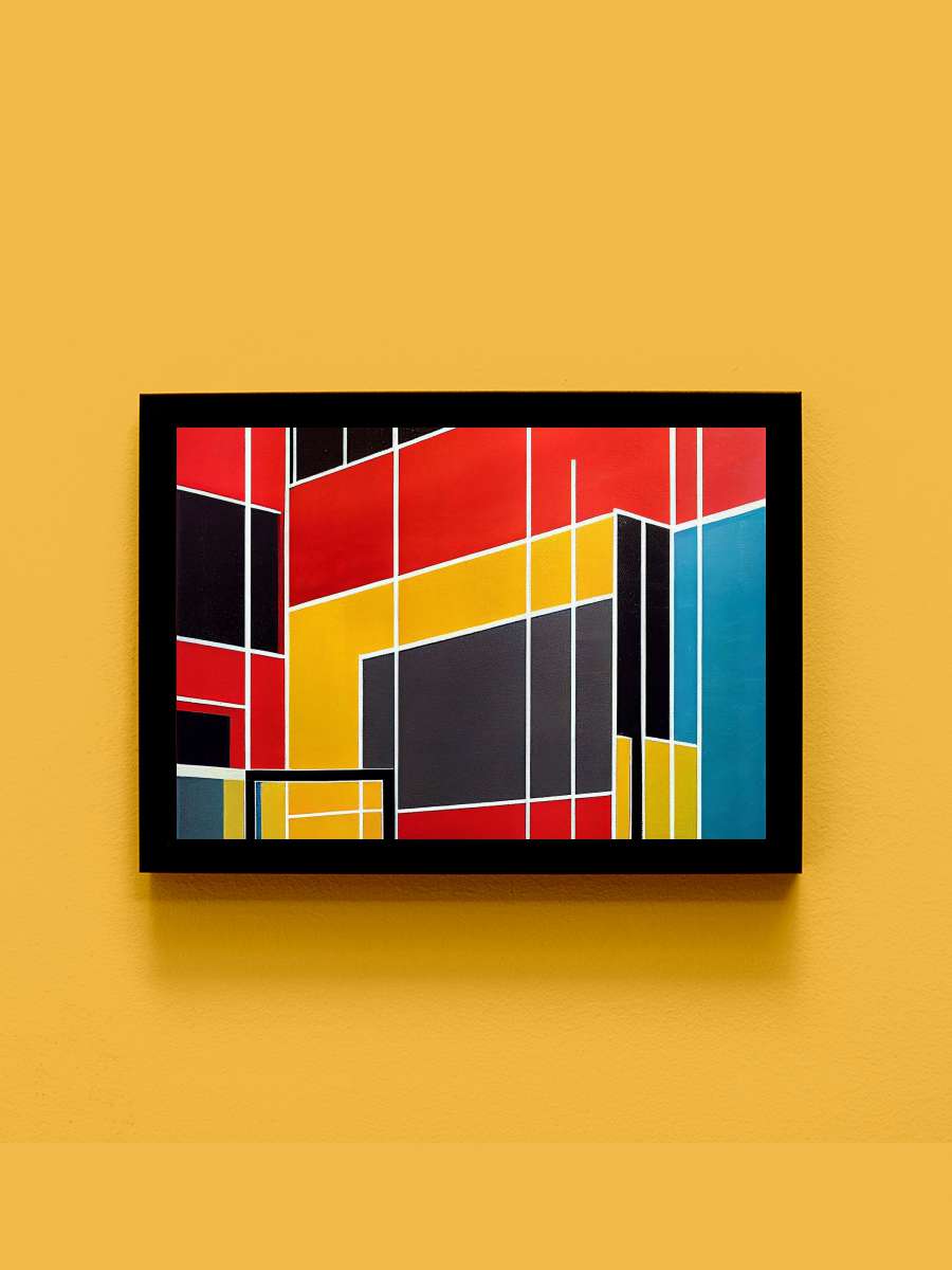 Mondrian composition, Blue, Red… Red & Yellow, poster prints Sanatsal Modern Tablo Siyah Çerçeveli Poster Modern Duvar Tablo