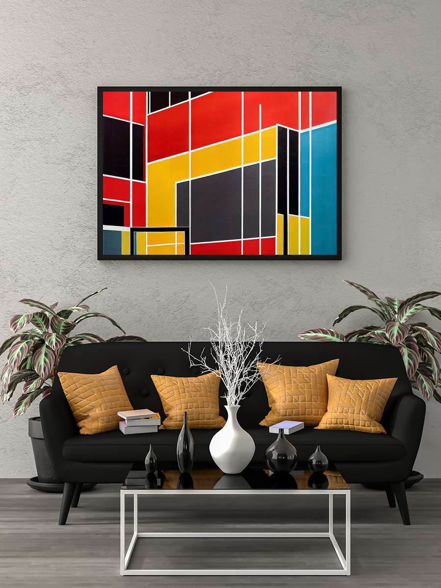 Mondrian composition, Blue, Red… Red & Yellow, poster prints Sanatsal Modern Tablo Siyah Çerçeveli Poster Modern Duvar Tablo