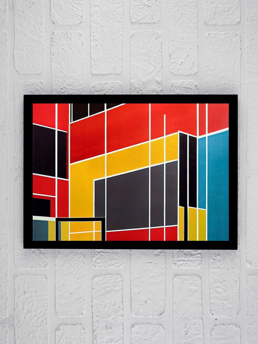 Mondrian composition, Blue, Red… Red & Yellow, poster prints Sanatsal Modern Tablo Siyah Çerçeveli Poster Modern Duvar Tablo