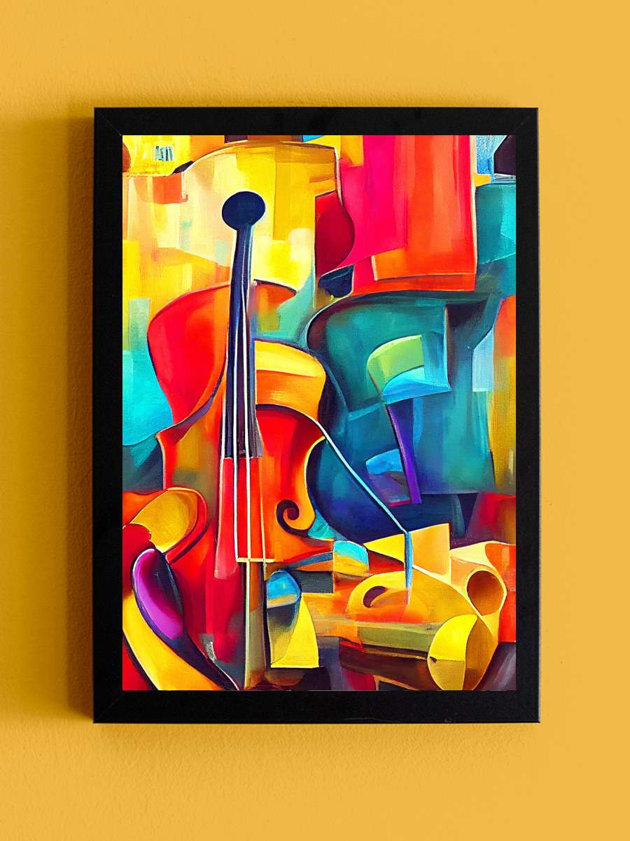 jazz music painting, colorful… colorful violon, canvas art prints Sanatsal Modern Tablo Siyah Çerçeveli Poster Modern Duvar Tablo