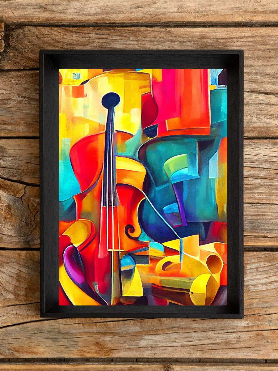 jazz music painting, colorful… colorful violon, canvas art prints Sanatsal Modern Tablo Siyah Çerçeveli Poster Modern Duvar Tablo